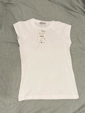 ZARA White Cap Sleeve Tee
